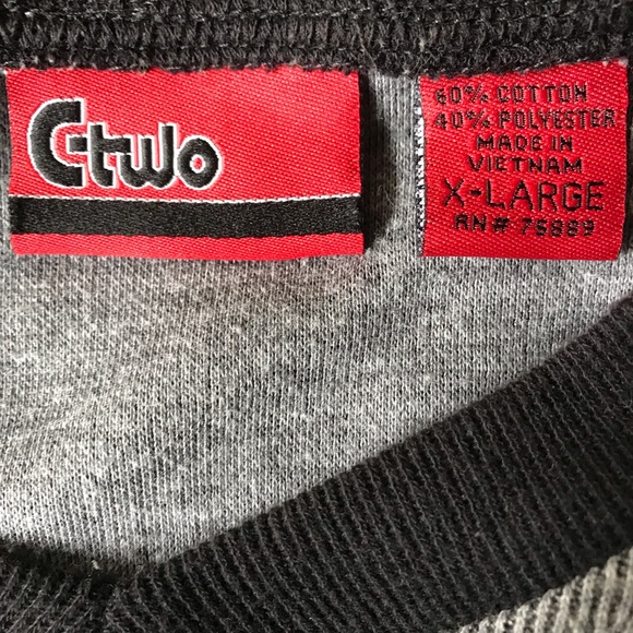 C-TWO (XL) Gray w/ Black Trim V-Neck Shirt - Picture 2 of 5